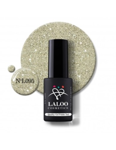 L095 Σαμπανί με glitter (χρυσό, ασημί κόκκος) | Ημιμόνιμο Βερνίκι 7ml