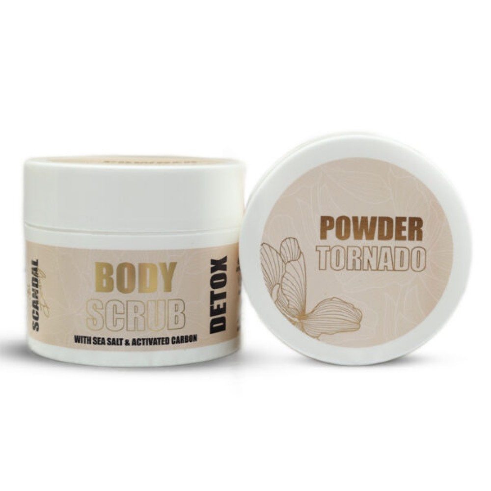 DETOX BODY SCRUB ”POWDER TORNADO” ΜΕ ΑΜΥΓΔΑΛΕΛΑΙΟ,ΕΝΕΡΓΟ ΑΝΘΡΑΚΑ ΚΑΙ ΚΟΚΚΟΥΣ ΑΛΑΤΙΟΥ, 200ML